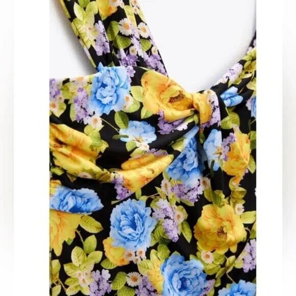 NWT ZARA Knotted Floral Printed Bodysuit Sz Small - Picture 6 of 11